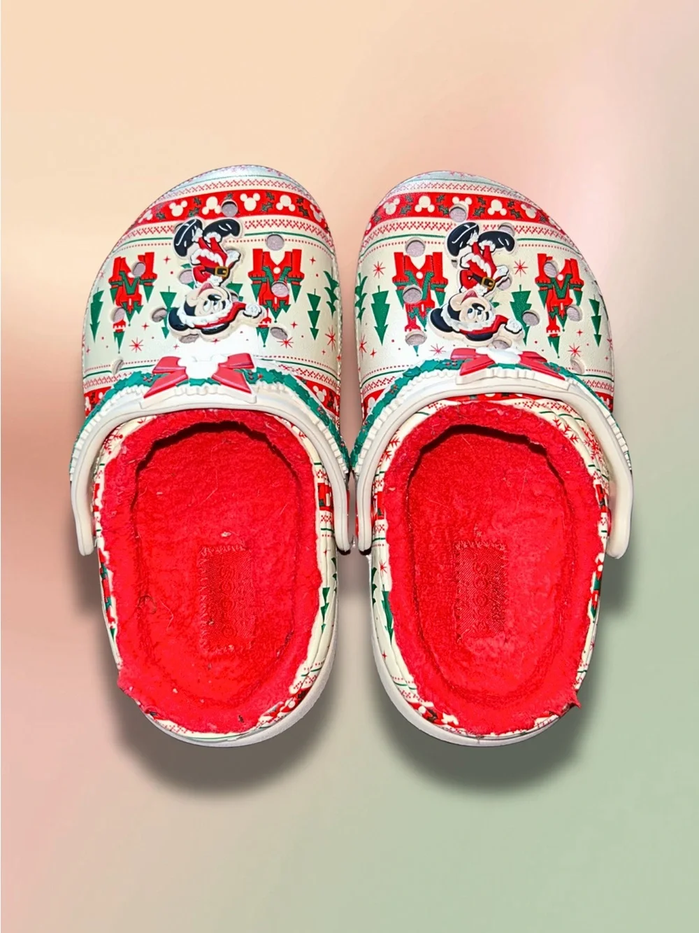 Crocs Disney Mickey Mouse Christmas Fleece Lined Clogs Kids C9